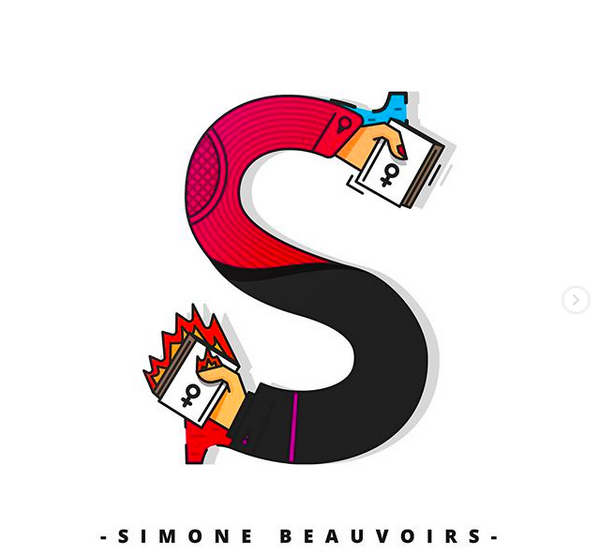 S comme Simone de Beauvoir. Capture Instagram © 7codos